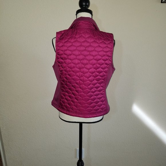 L.L. Bean Puffer Vest Small Pink Purple Quilted Jacket Sleeveless Full Zip Women - Picture 5 of 8